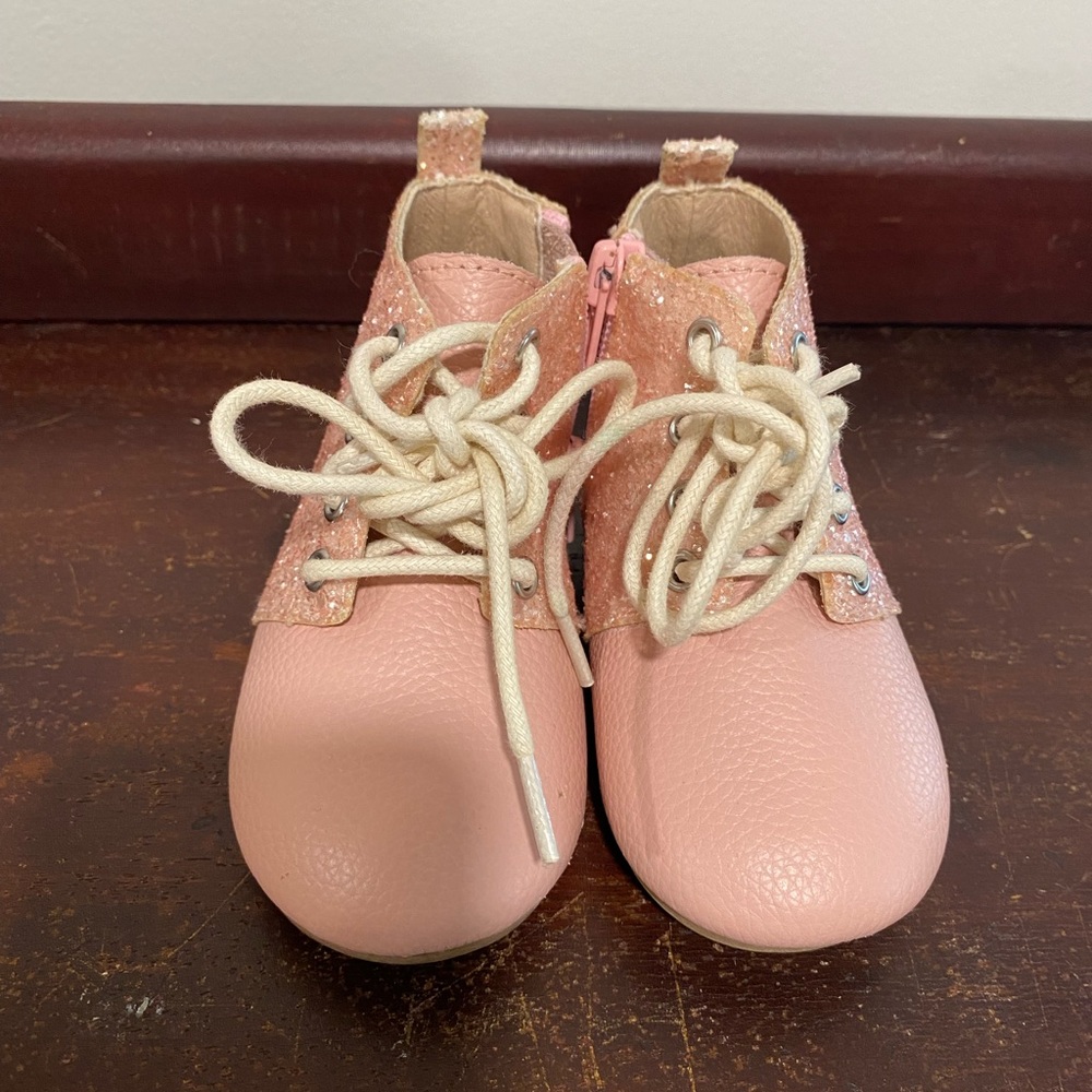 Little Toe Co.Pink Kids Glitter Toddler’s Ankle Booties. - Picture 4 of 9